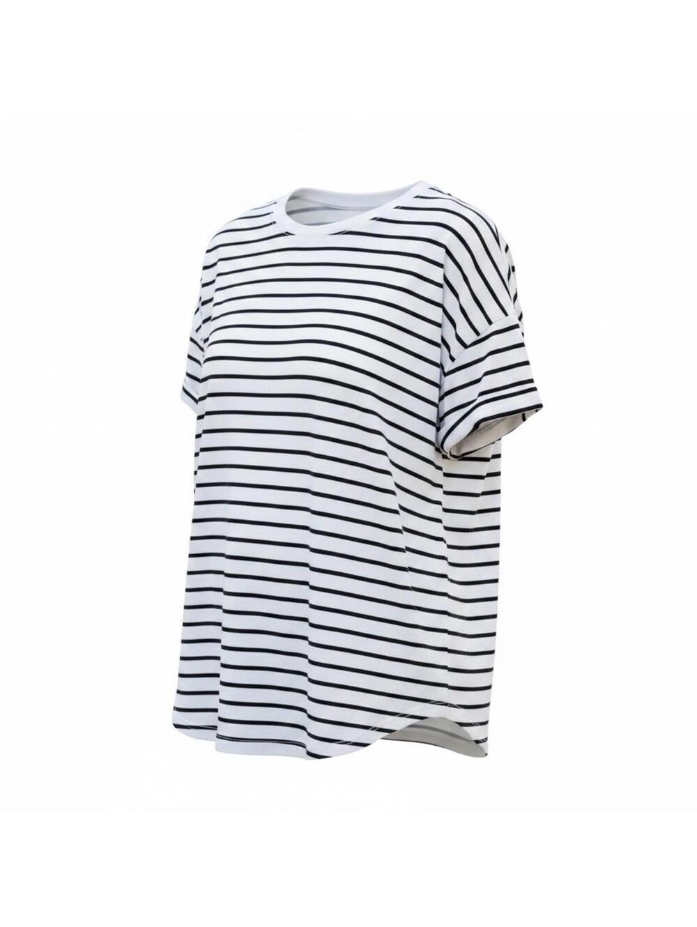 Daily Ritual Medium Black and White Striped T-Shirt